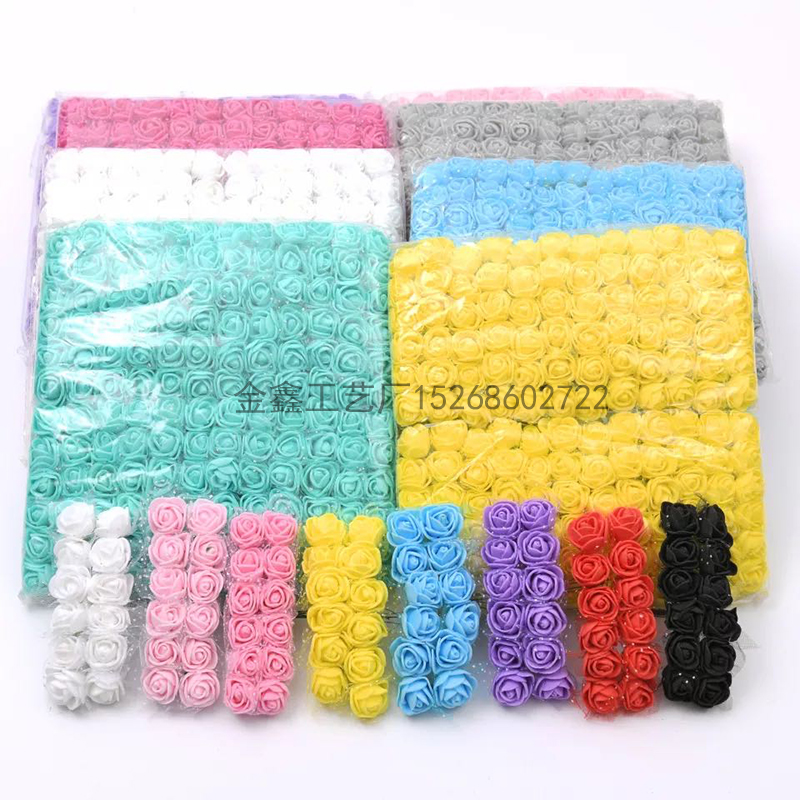 Cheap artificial flowers MINI foam teddy bear of rose bouquet vase for home decor wedding decorative flower wreath