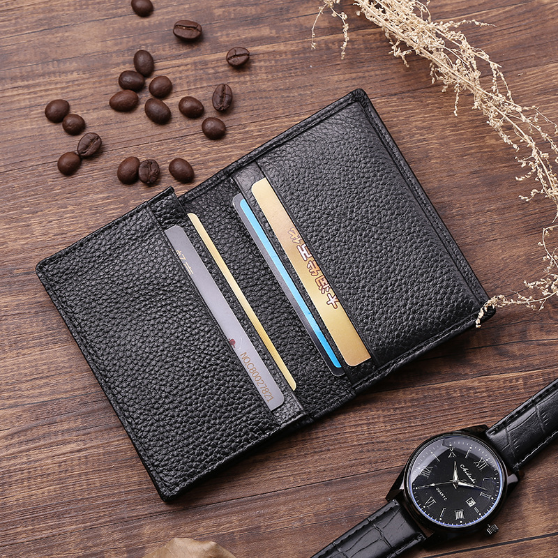 New Genuine Leather Card Holder Men&#039;s Short Large Capacity Business Card Case Women&#039;s Business Card Holder Document Package Factory Direct Sales