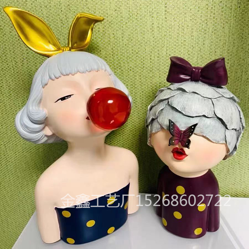 Modern Nordic Style Bubble Girls Resin Sculpture Desk Living Room Home Decor Gifts For Birthday Art Statue High Quality 