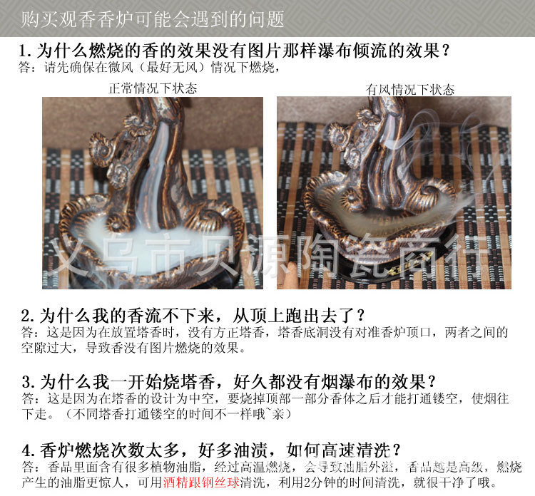 Ceramic Backflow Incense Burner Censer Home Decor Decoration Aromatherapy Smoke Backflow Stick Incense