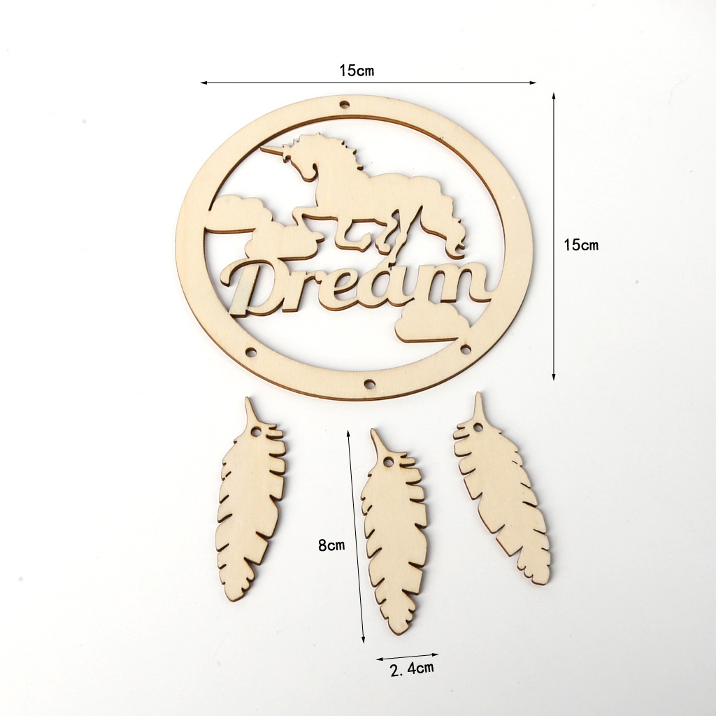Wooden unicorn dream catcher DIY home decor pendant wooden dream catcher crafts Wooden unicorn dream catcher DIY home decor pendant wooden dream catcher crafts