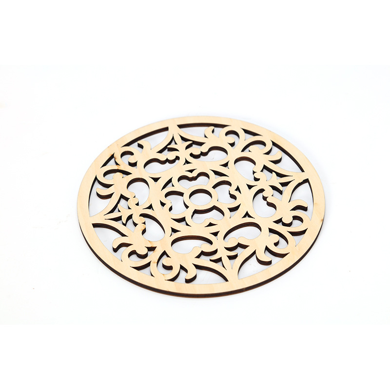 Round Wood Piece Crafts Creative Christmas Tree DIY Accessories Wooden Hollow Pendant Easter Decoration Charm