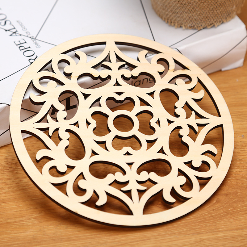 Round Wood Piece Crafts Creative Christmas Tree DIY Accessories Wooden Hollow Pendant Easter Decoration Charm