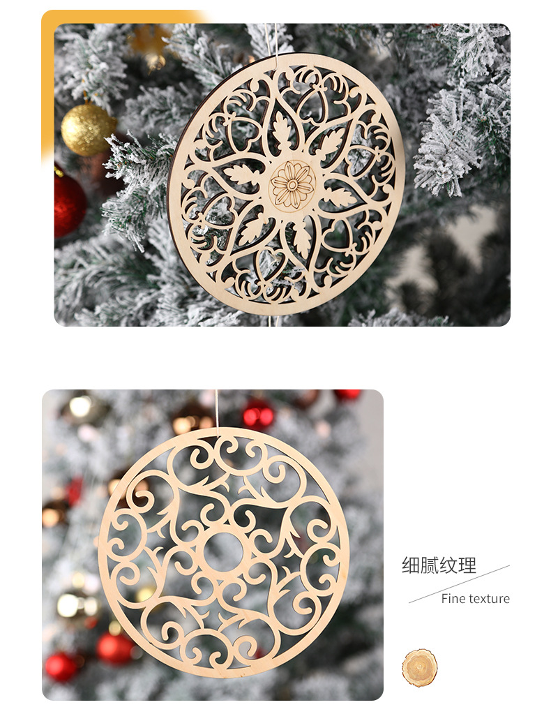 Round Wood Piece Crafts Creative Christmas Tree DIY Accessories Wooden Hollow Pendant Easter Decoration Charm
