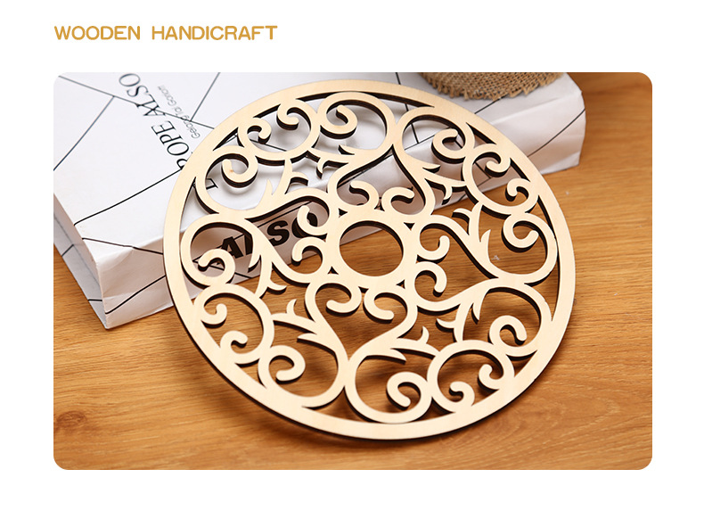 Round Wood Piece Crafts Creative Christmas Tree DIY Accessories Wooden Hollow Pendant Easter Decoration Charm