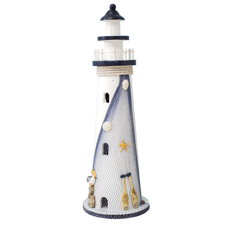Mediterranean Style Creative Solid Wood Quality Crafts Lighthouse Retro Handmade Large, Medium and Small Size Home Ornaments