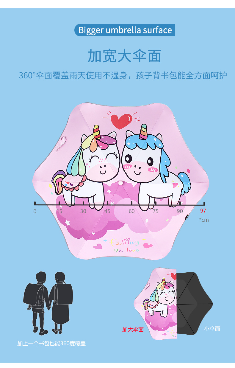 Creative New Children's Umbrella round Corner Children's Umbrella Children's Cartoon Umbrella Luminous Anti-Puncture Cartoon Umbrella