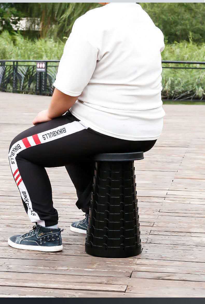 Folding Stool Retractable Stool Outdoor Travel Fishing Portable Stool Retractable Seat Plastic Tape Handle Queuing Stool