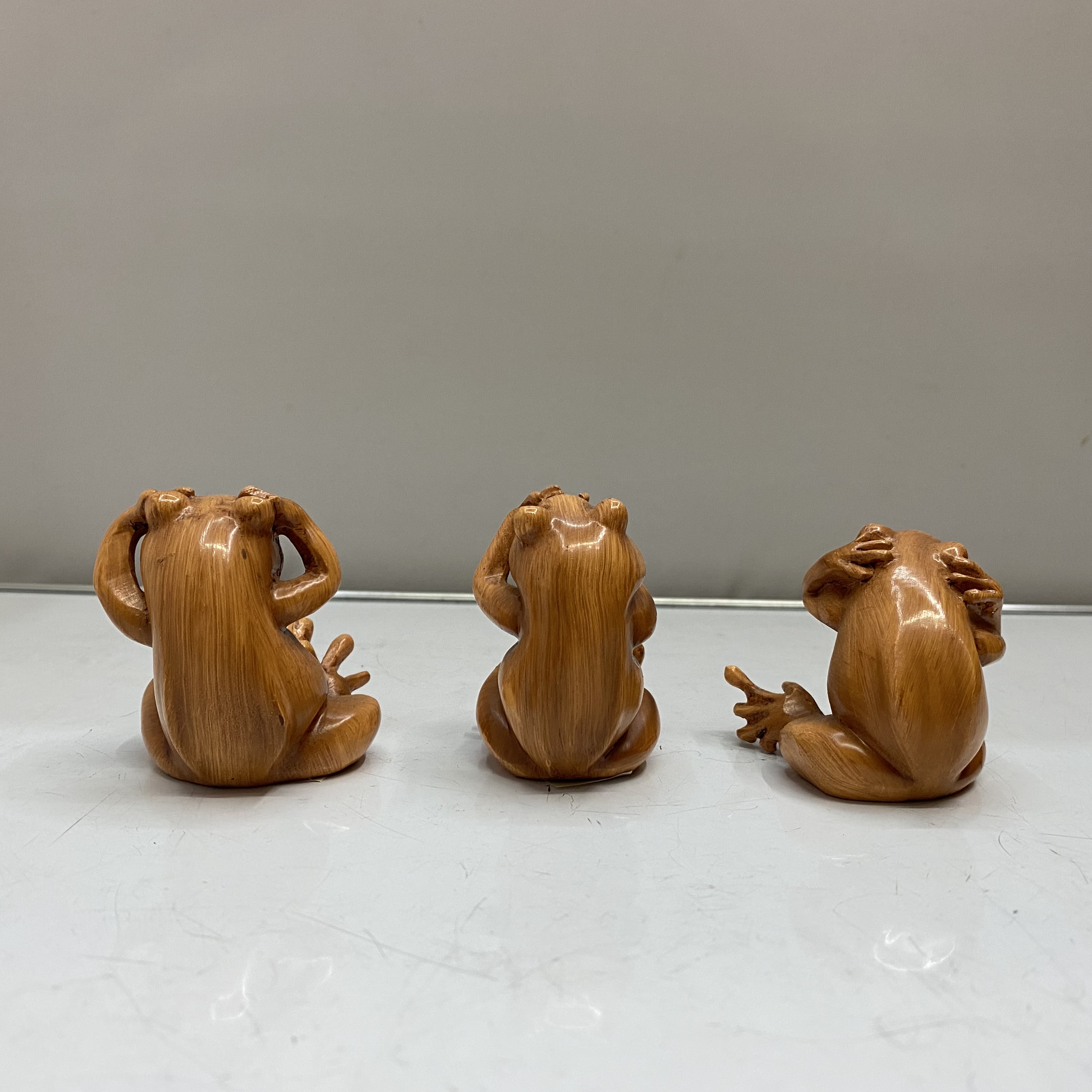 Resin Decorations Crafts Imitation Wood Color Don't Listen, Don't Look, Don't Say Three Frog Resin Home Creative Decoration Ornaments