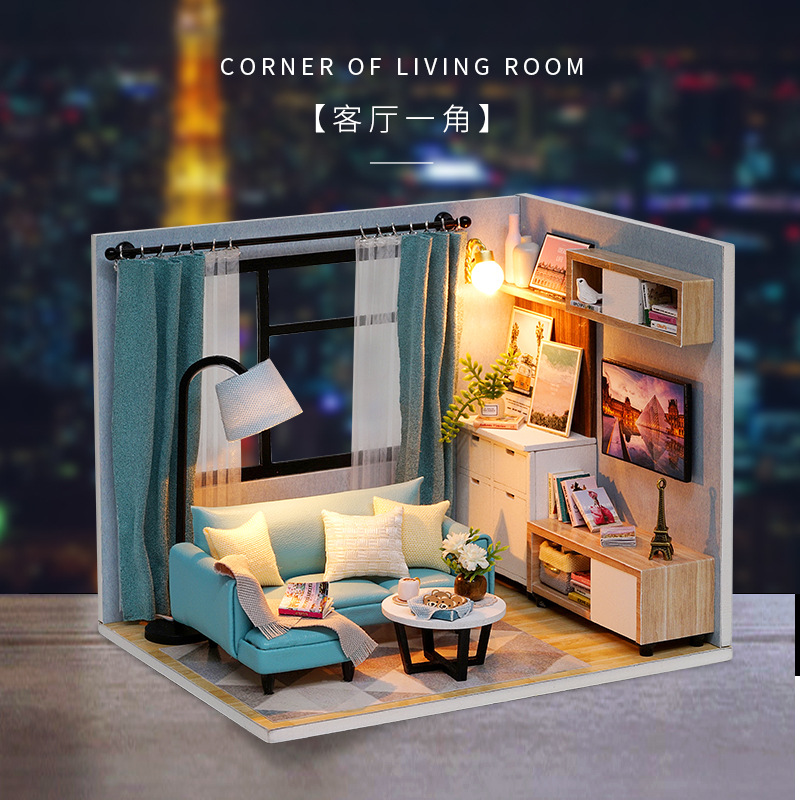 Cute Room DIY Cottage Happy Little Time, Parlor Corner Creative Scene Building Model Villa Festival Gift
