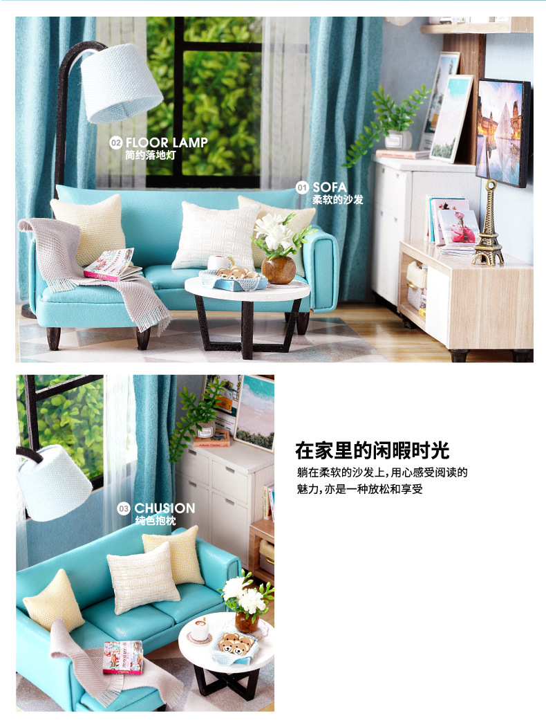 Cute Room DIY Cottage Happy Little Time, Parlor Corner Creative Scene Building Model Villa Festival Gift Cute Room DIY Cottage Happy Little Time, Parlor Corner Creative Scene Building Model Villa Festival Gift