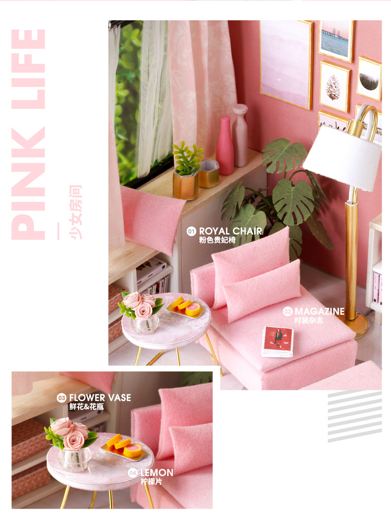 Cute Room DIY Cottage Happy Little Time, Parlor Corner Creative Scene Building Model Villa Festival Gift Cute Room DIY Cottage Happy Little Time, Parlor Corner Creative Scene Building Model Villa Festival Gift