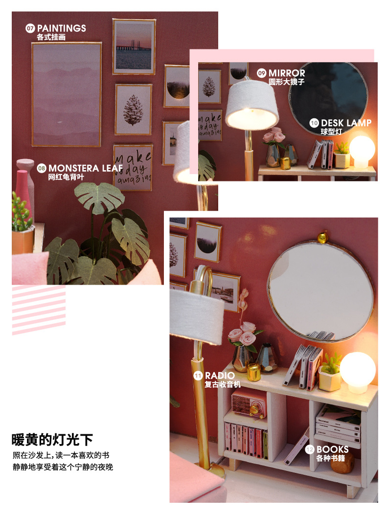 Cute Room DIY Cottage Happy Little Time, Parlor Corner Creative Scene Building Model Villa Festival Gift Cute Room DIY Cottage Happy Little Time, Parlor Corner Creative Scene Building Model Villa Festival Gift