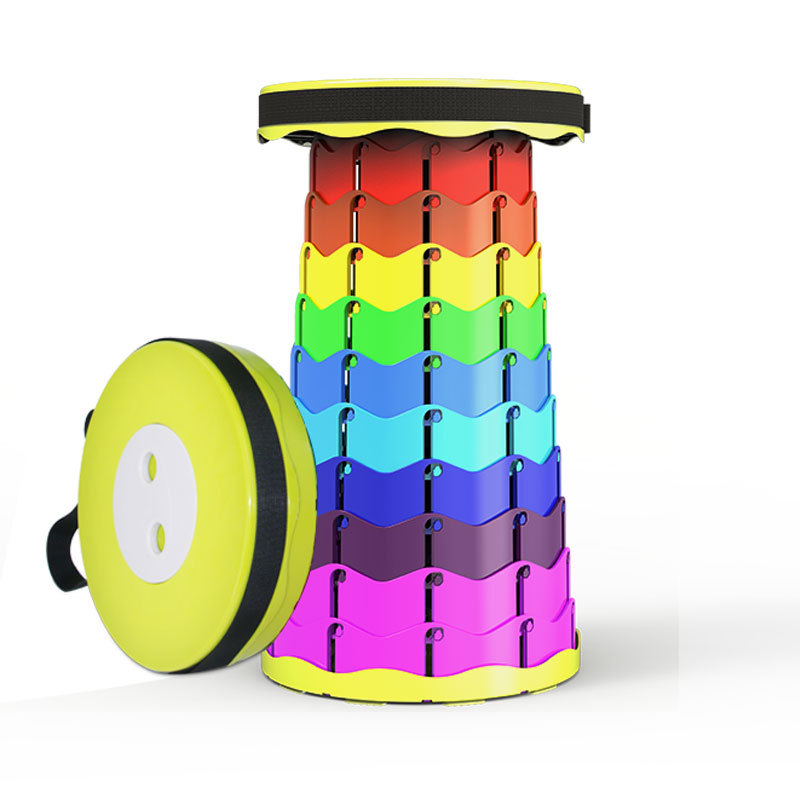 Rainbow Mountain Camping Supplies Solid Portable Telescopic Stool Multifunctional Plastic Folding Stool Chair Factory Direct Sales