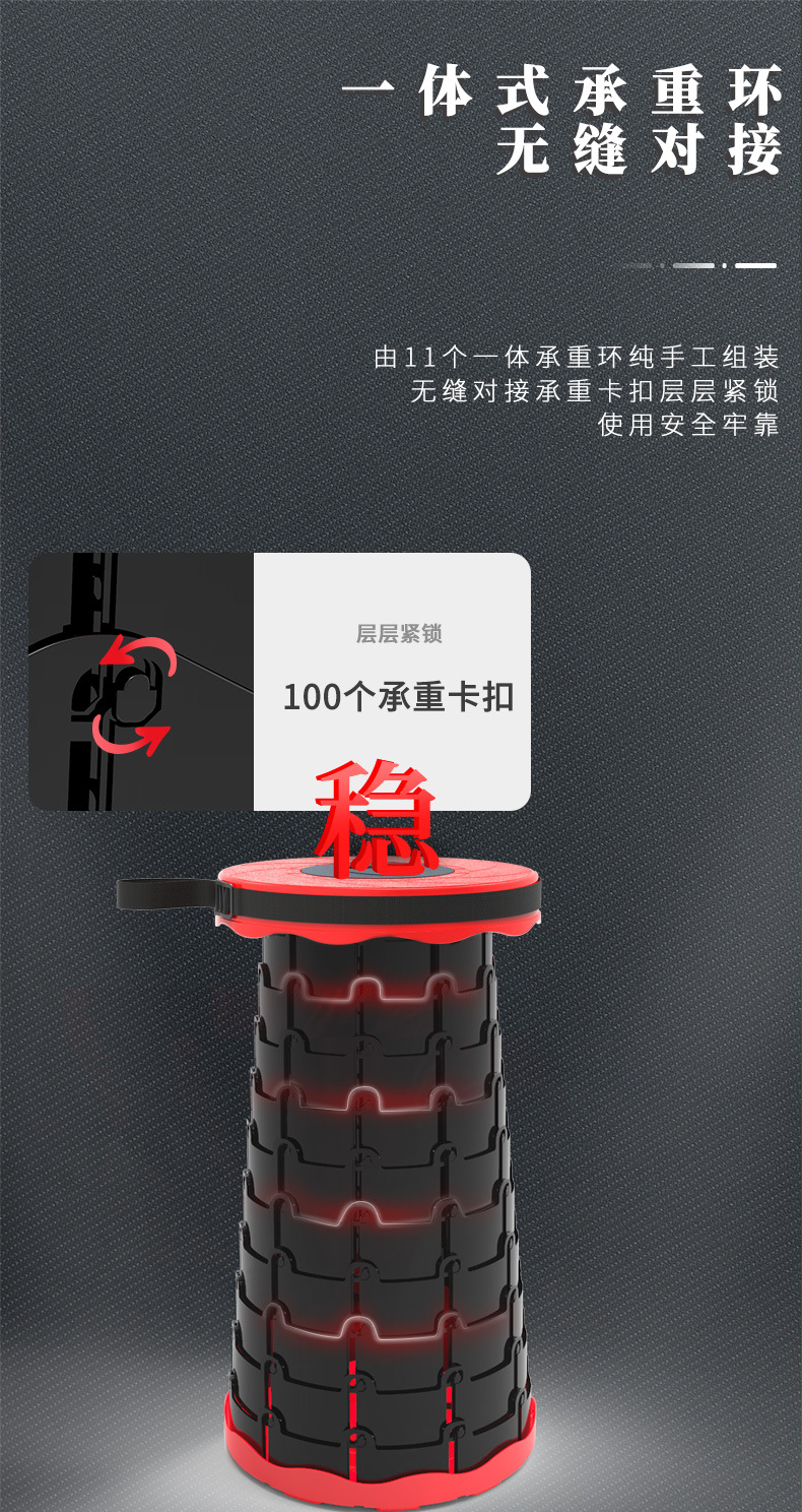 Rainbow Mountain Camping Supplies Solid Portable Telescopic Stool Multifunctional Plastic Folding Stool Chair Factory Direct Sales Rainbow Mountain Camping Supplies Solid Portable Telescopic Stool Multifunctional Plastic Folding Stool Chair Factory Direct Sales