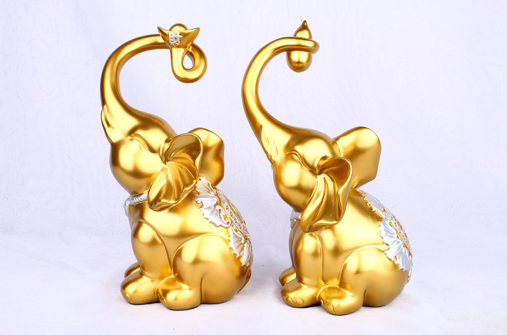 Decoration Chinese Simple Imitation Wood Grain Elephant Resin Crafts Home Decoration Factory Wholesale