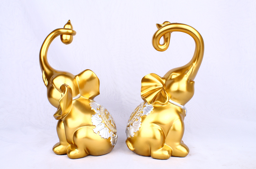 Decoration Chinese Simple Imitation Wood Grain Elephant Resin Crafts Home Decoration Factory Wholesale