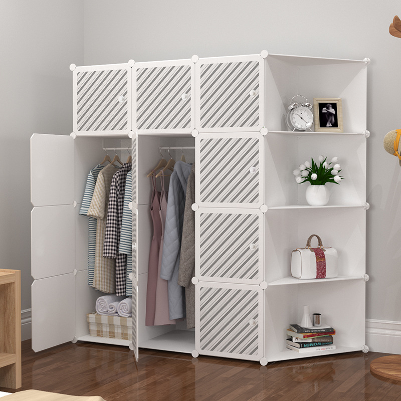 Simple Wardrobe Customization Modern Minimalist Bedroom Light Luxury Corner Wardrobe Storage Cabinet Plastic Assembly Closet Door Assembly