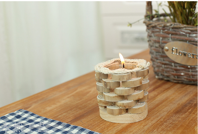 Creative Gifts Pure handmade wood candle candlestick home decoration crafts wooden ornaments
