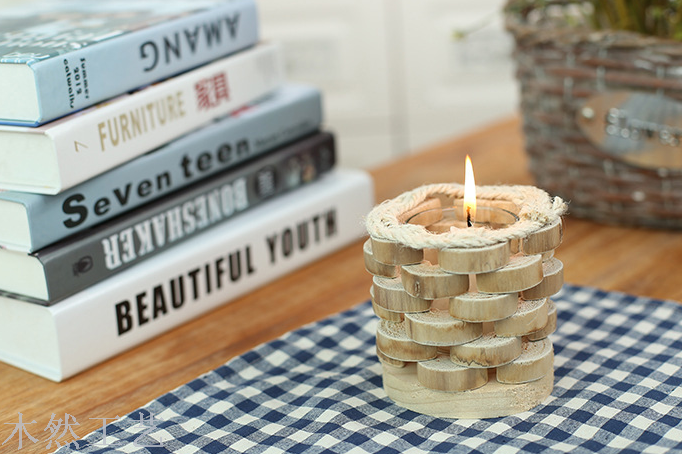 Creative Gifts Pure handmade wood candle candlestick home decoration crafts wooden ornaments
