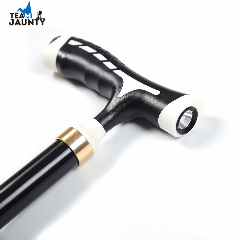 Outdoor Elderly Hand Stick with Light Four-Corner Base Crutch Five-Section Folding Ultra-Light Portable Aluminum Alloy Non-Slip Crutch Set Outdoor Elderly Hand Stick with Light Four-Corner Base Crutch Five-Section Folding Ultra-Light Portable Aluminum Alloy Non-Slip Crutch Set
