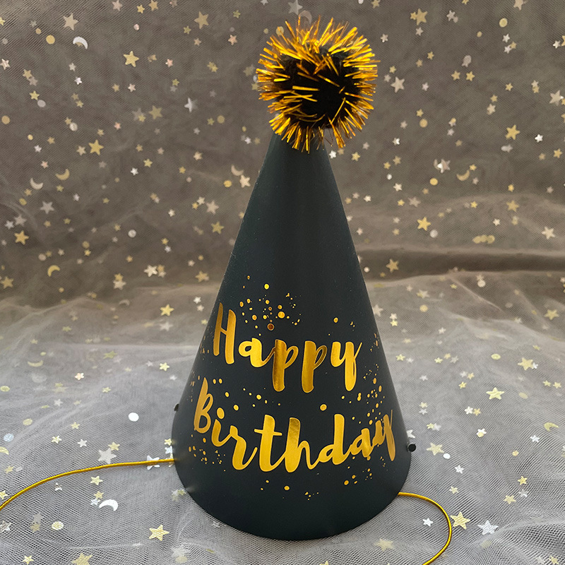 17cm Birthday Hat Printing Holiday Party Pointed Corner Paper Birthday Hat Fur Ball Tricorne Decoration Supplies 17cm Birthday Hat Printing Holiday Party Pointed Corner Paper Birthday Hat Fur Ball Tricorne Decoration Supplies