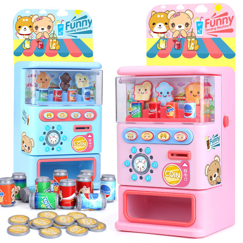 Children&#039;s Drinks Vending Machine Toys Boys Girls Coin Music Cash Register Candy Play House