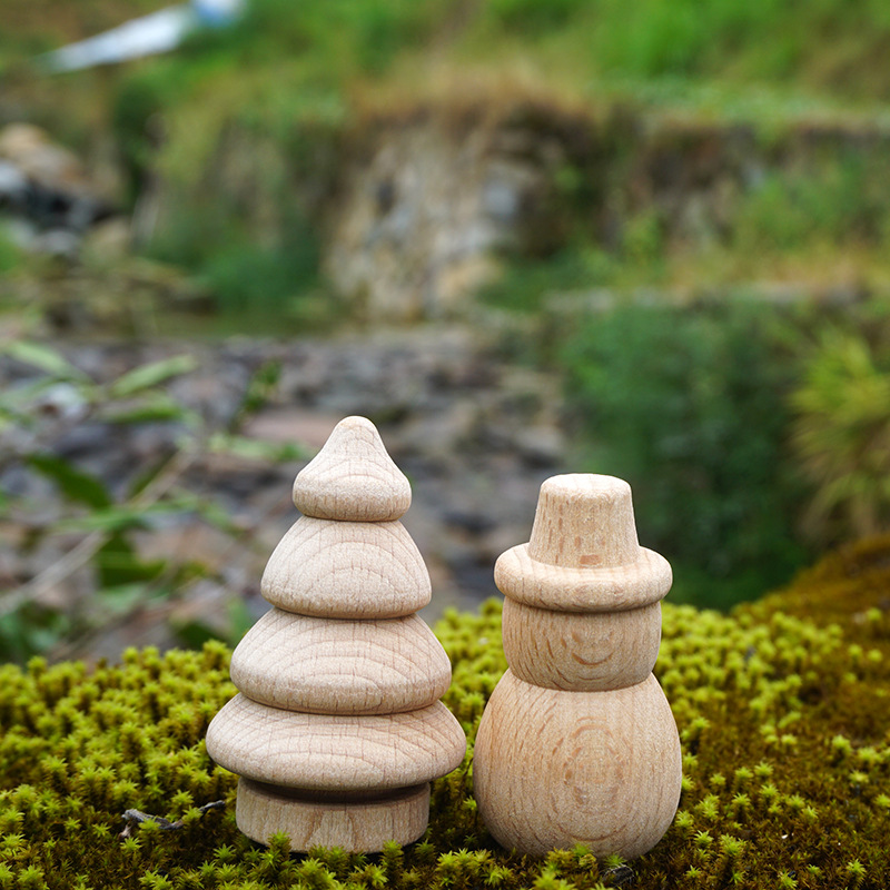 Cross-Border Solid Wood Beech Christmas Tree Wooden Man Handmade DIY Painted Toy Crafts Home Decoration &amp; Ornament