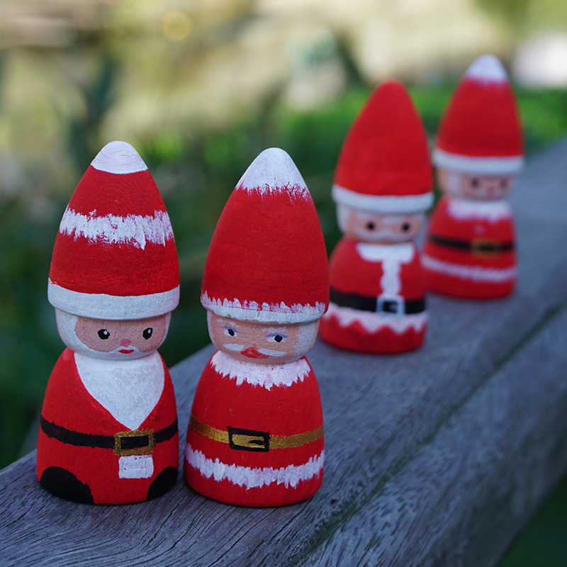 Cross-Border Solid Wood Beech Christmas Tree Wooden Man Handmade DIY Painted Toy Crafts Home Decoration &amp; Ornament