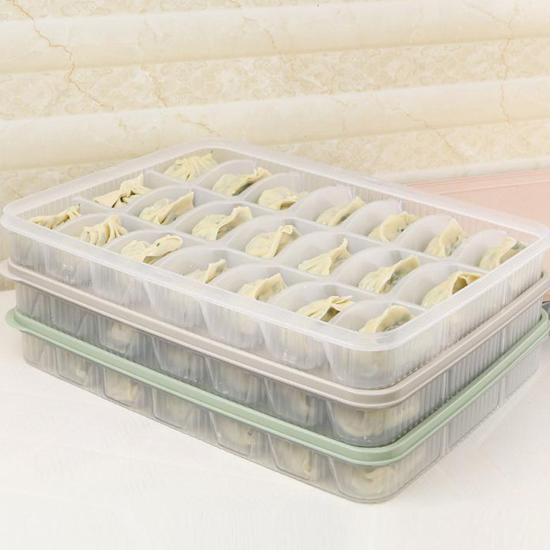 Large 21-Grid Refrigerator Dumpling Fresh Storage Finishing Box Kitchen Plastic Compartment Dumpling Tray Fresh-Keeping Box