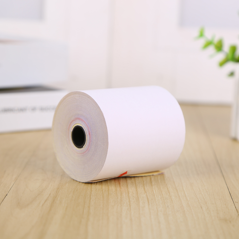 63 grams of carbon free cash register paper three layers 75 x 65 white pink yellow three colors for direct selling manufacturers