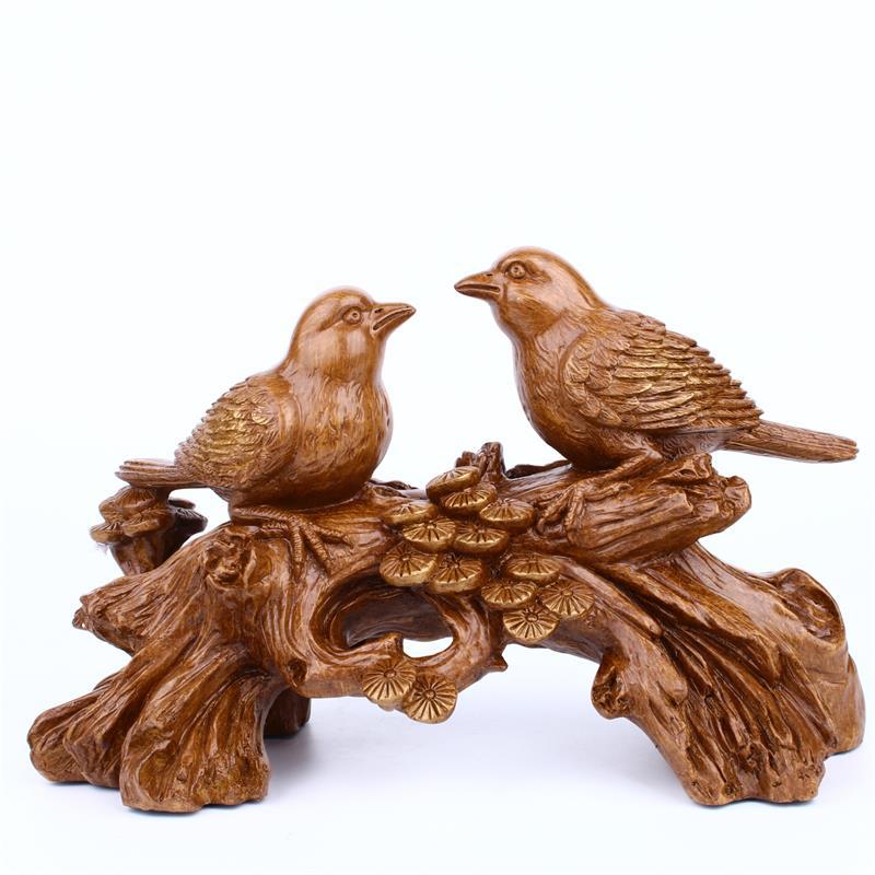 Resin Crafts Creative Wood Color Coupled Deer Couple Magpie Decoration Modern Living Room TV Cabinet Decorations