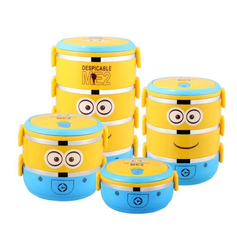 Student Children Cartoon Insulated Lunch Box Stainless Steel Sealed Lunch Box Cute Fresh-Keeping Food Box Insulated Barrel Portable Pan