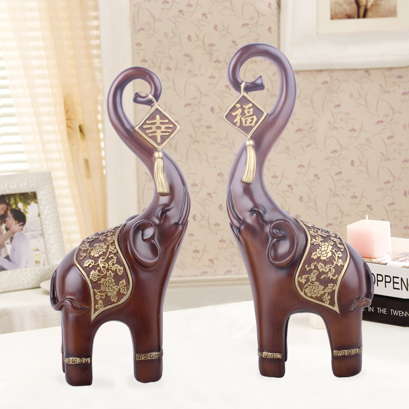 Resin Crafts Creative Wood Grain Happy Couple Elephant Decoration Living Room TV Cabinet Home Decoration Wedding Gift Resin Crafts Creative Wood Grain Happy Couple Elephant Decoration Living Room TV Cabinet Home Decoration Wedding Gift