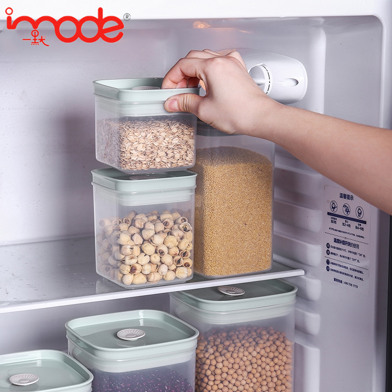 Transparent Visible Silicone Ring Storage Box Kitchen Multigrain Dried Fruit Fresh-Keeping Jar with Storage Seal Square Sealed Jar