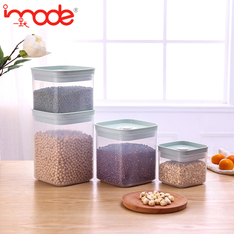 Transparent Visible Silicone Ring Storage Box Kitchen Multigrain Dried Fruit Fresh-Keeping Jar with Storage Seal Square Sealed Jar