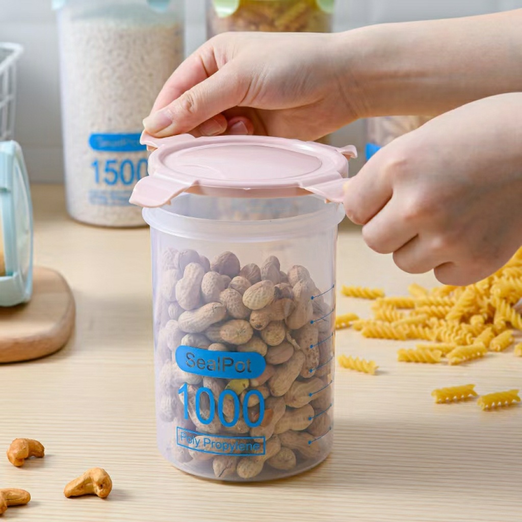 Kitchen Plastic Fresh-Keeping Sealed Jar Cereals Household Food Storage Storage Jar Household Food Storage Box Kitchen Plastic Fresh-Keeping Sealed Jar Cereals Household Food Storage Storage Jar Household Food Storage Box