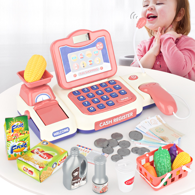 Cartoon Supermarket Cash Register Toy Girls Playing House Girls&#039; Birthday Gifts Baby Age of 3-5 4 Simulation Cash Register