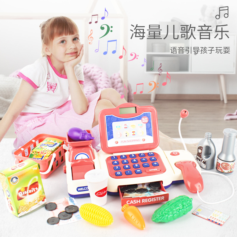 Cartoon Supermarket Cash Register Toy Girls Playing House Girls&#039; Birthday Gifts Baby Age of 3-5 4 Simulation Cash Register