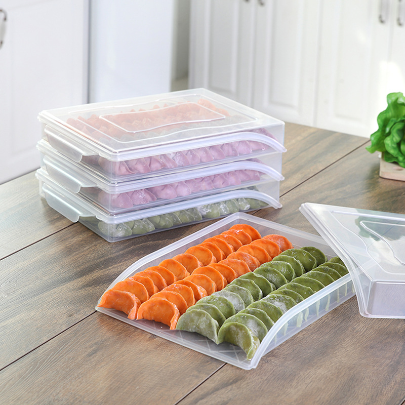 Factory Wholesale Refrigerator Fresh-Keeping Multi-Layer Dumplings Box Microwaveable Thawing Dumpling Box Wonton Single Layer Quick-Frozen Dumplings Box