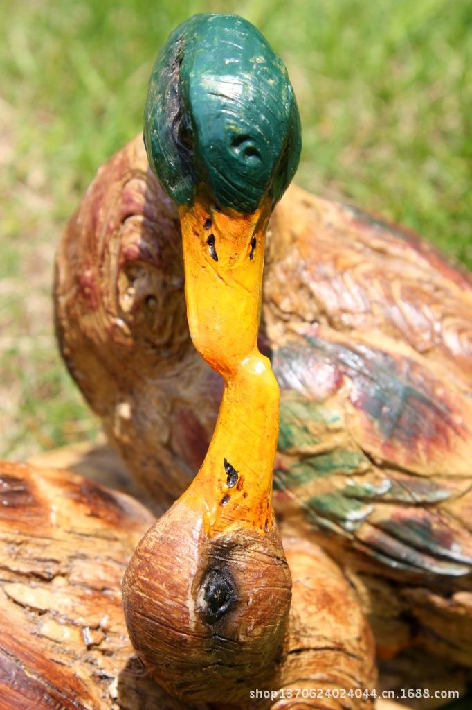 Crafts Gift Couple Home Decoration Office Decoration Wedding Favors Rural Pastoral Style Imitation Wood Mandarin Duck