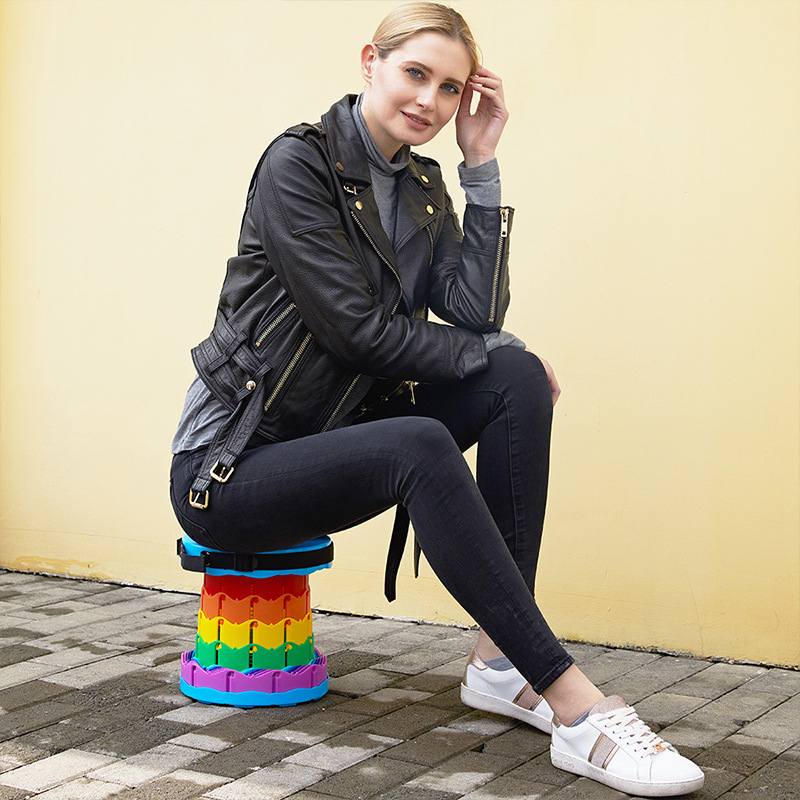 Wholesale Rainbow Outdoor Folding Stool Chair Plastic Adjustable Portable Telescopic Stool Camping Fishing Stool