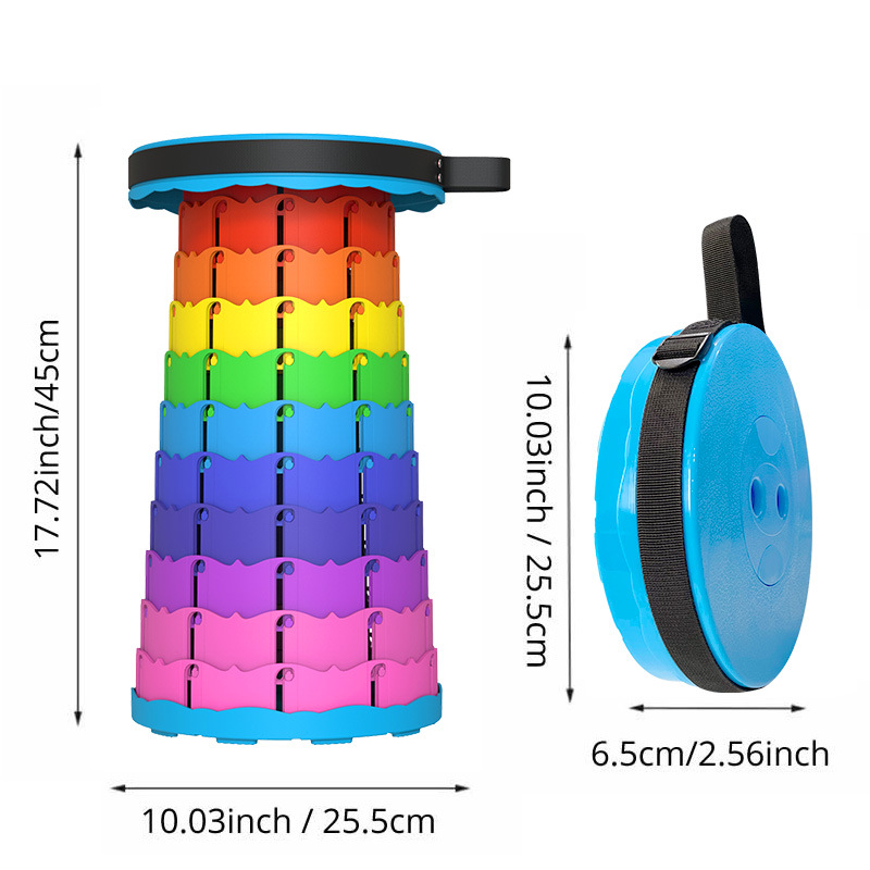 Wholesale Rainbow Outdoor Folding Stool Chair Plastic Adjustable Portable Telescopic Stool Camping Fishing Stool