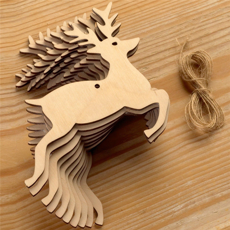 Christmas Pendant Carved Wood Crafts DIY Country Wooden Christmas Tree Pendant Home Decoration Gift Accessories