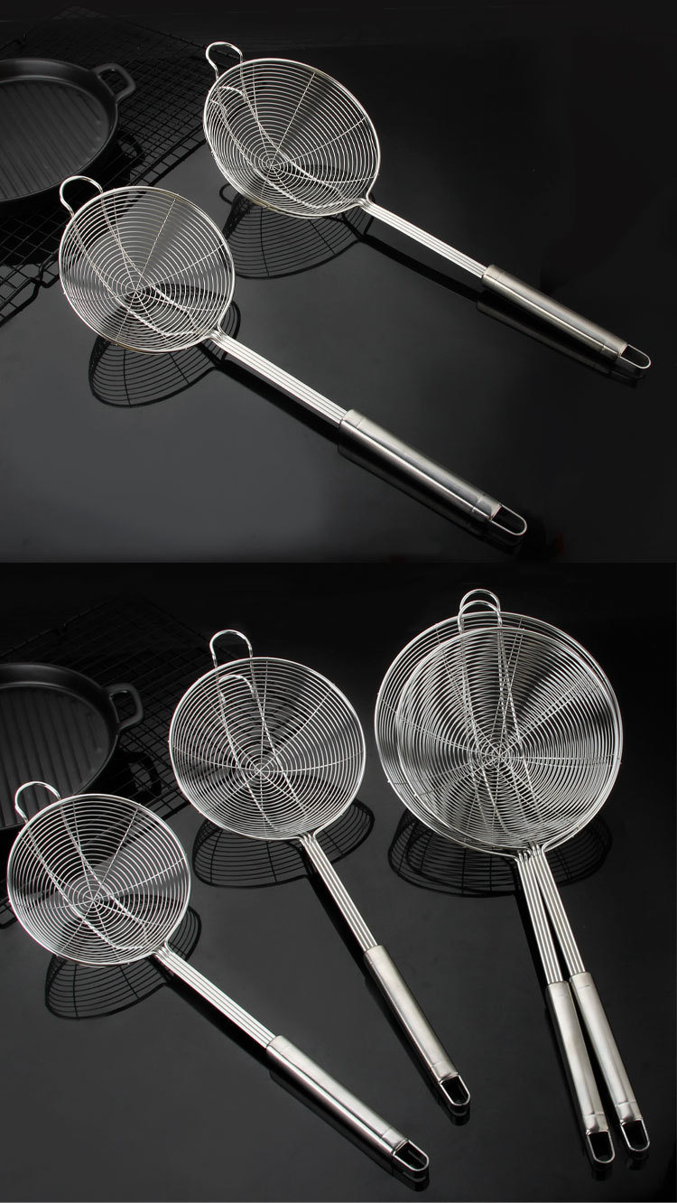 Factory Supplier Stainless Steel Wire Colander Multifunctional Binaural Double Hook Hot Pot Spoon Kitchen Noodles Strainer Deep Frying Spoon