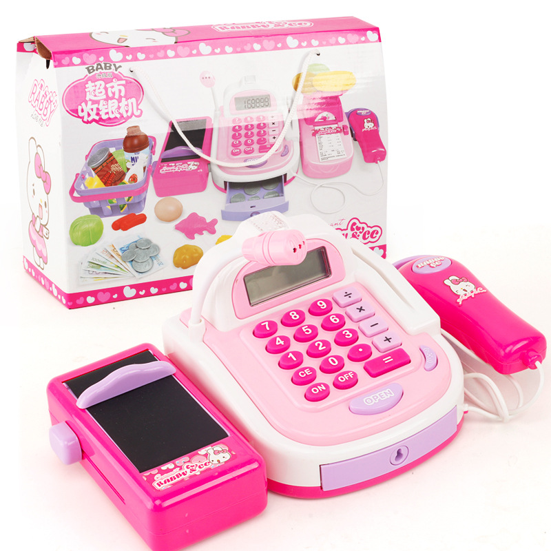 Upgrade Multi-Function Simulation Supermarket Sound and Light Cash Register Card Scanning Sound Amplifier Simulation Cash Register Toy