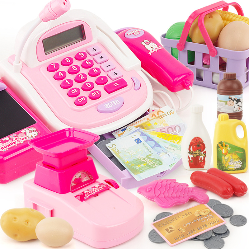 Upgrade Multi-Function Simulation Supermarket Sound and Light Cash Register Card Scanning Sound Amplifier Simulation Cash Register Toy