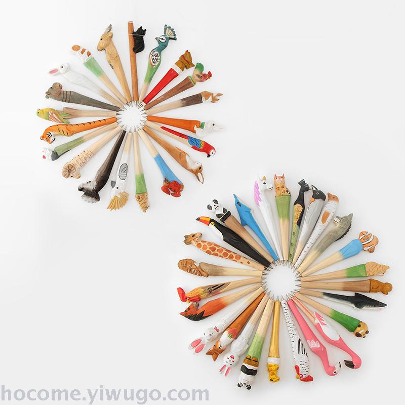 Jokincy Simulation Animal Cartoon Engraving Pen Tourist Attractions Best-Selling Crafts Handmade Wood Carving Ballpoint Pen