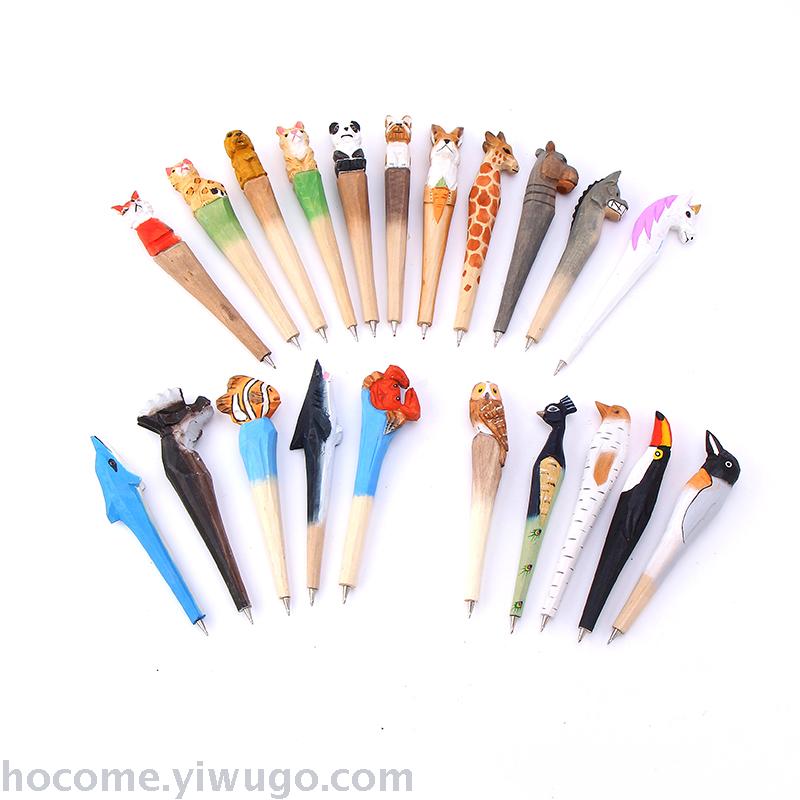 Jokincy Simulation Animal Cartoon Engraving Pen Tourist Attractions Best-Selling Crafts Handmade Wood Carving Ballpoint Pen