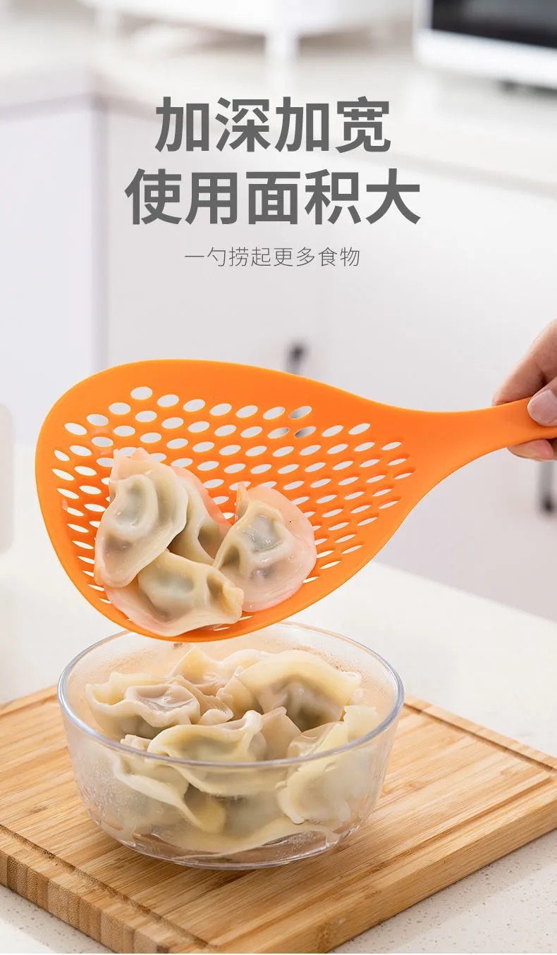 Household Kitchen Skimmer Large Nylon Colander Noodles Water Sieve Hot Pot Strainer Long Handle Pasta Spoon Wive-Screen Ladle